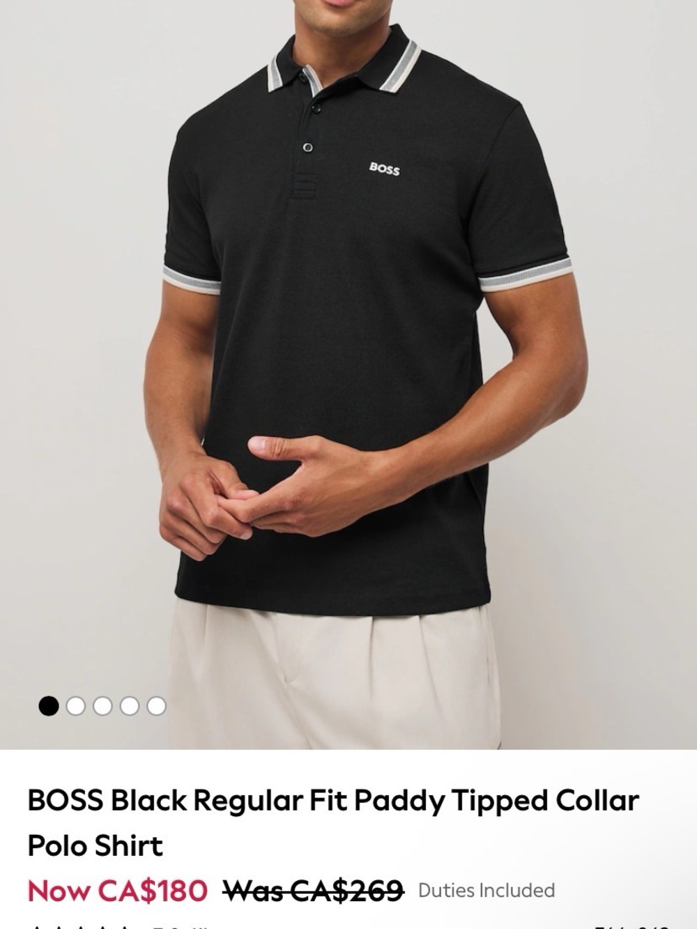 Hugo Boss Black Polo stretch-cotton Tshirt, men’s small